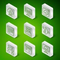 Set line Cloud technology data transfer, Loading window, computing lock, Server, Data, Web Hosting, Browser, Monitor Royalty Free Stock Photo