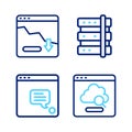 Set line Cloud technology data transfer, New chat messages notification, Server and Financial growth decrease icon Royalty Free Stock Photo