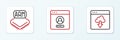 Set line Cloud technology data transfer, Processor and Create account screen icon. Vector Royalty Free Stock Photo
