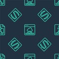 Set line Cloud technology data transfer, Programming language syntax and Flowchart on seamless pattern. Vector Royalty Free Stock Photo