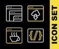 Set line Cloud technology data transfer, Programming language syntax, Software and icon. Vector Royalty Free Stock Photo