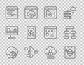 Set line Cloud technology data transfer, Server, Data, Web Hosting, Broken file, Filter setting, Software, Hard disk Royalty Free Stock Photo