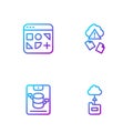 Set line Cloud technology data transfer, Server, Data, Web Hosting, Different files and hacking. Gradient color icons Royalty Free Stock Photo