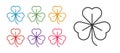 Set line Clover icon isolated on white background. Happy Saint Patrick day. Set icons colorful. Vector Royalty Free Stock Photo