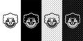 Set line Clown head icon isolated on black and white, transparent background. Vector Royalty Free Stock Photo