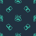 Set line CO2 emissions in cloud, Delete folder and Car sharing on seamless pattern. Vector