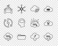 Set line CO2 emissions in cloud, Methane reduction, Music streaming service, Folder, Car sharing, Head silhouette with Royalty Free Stock Photo