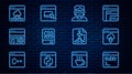 Set line Code terminal, Cloud technology data transfer, Hacker or coder, Books about programming, Debugging, Flowchart Royalty Free Stock Photo