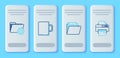 Set line Coffee cup, Document folder, Folder settings with gears and Printer icon. Vector Royalty Free Stock Photo
