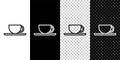 Set line Coffee cup icon isolated on black and white background. Tea cup. Hot drink coffee. Vector Illustration Royalty Free Stock Photo