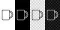 Set line Coffee cup icon isolated on black and white background. Tea cup. Hot drink coffee. Vector Illustration Royalty Free Stock Photo