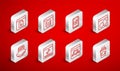 Set line Coffee cup to go, Server, Data, Web Hosting, Mobile Apps, Software, Browser with shield, Loading data window Royalty Free Stock Photo