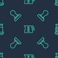 Set line Coffee pot, tamper and Aeropress coffee on seamless pattern. Vector Royalty Free Stock Photo