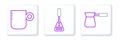 Set line Coffee turk, cup and Spatula icon. Vector Royalty Free Stock Photo