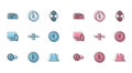 Set line Coin money with pound sterling symbol, Money lock, Users group, Business hierarchy organogram chart