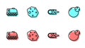 Set line Comet falling down fast, Mars rover, Asteroid and Planet icon. Vector
