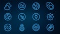 Set line Comet, Falling star, Full moon, Venus symbol, Moon and stars, Cloudy weather, Symbol Mercury and Earth element