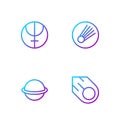 Set line Comet, Planet Saturn, Neptune planet and . Gradient color icons. Vector Royalty Free Stock Photo