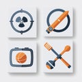 set line compass, map pointer with fire and fire, alarm system location icon. vectorset vector Royalty Free Stock Photo