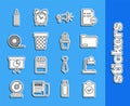 Set line Completed task, Table lamp, Document folder, Megaphone, Trash can, Scotch, Pencil and Cactus and succulent in