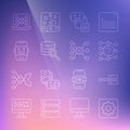 Set line Computer api interface, Binary code, Neural network, Artificial intelligence robot, Server, Chat, and icon Royalty Free Stock Photo