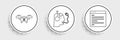 Set line Computer api interface, Drone and Robot charging battery icon. Vector Royalty Free Stock Photo