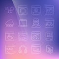Set line Computer, Books about programming, Browser with shield, Online play video, Laptop, Web development, Debugging Royalty Free Stock Photo