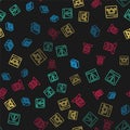 Set line Computer, Browser with exclamation mark, shield and Hacker or coder on seamless pattern. Vector Royalty Free Stock Photo
