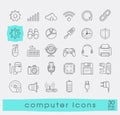 Set of line computer icons.