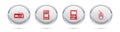 Set line Computer keyboard, Create account screen, Retro arcade game machine and mouse. Silver circle button. Vector Royalty Free Stock Photo