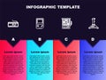 Set line Computer keyboard, Portable video game console, Slot machine and Joystick for arcade. Business infographic