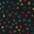 Set line Computer monitor, Network cloud connection, Artificial intelligence AI and Humanoid robot on seamless pattern