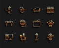 Set line Computer monitor, network, UAV Drone, Syringe, DNA symbol, Social, Robot and Document folder icon. Vector