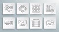 Set line Computer monitor, Processor with CPU, screen, Server, Data, Web Hosting, Video graphic card, cooler, Case of Royalty Free Stock Photo