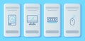 Set line Computer monitor screen, RAM, random access memory, Hard disk drive HDD and mouse icon. Vector Royalty Free Stock Photo