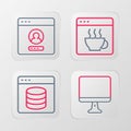 Set line Computer monitor screen, Server, Data, Web Hosting, Software and Create account icon. Vector Royalty Free Stock Photo
