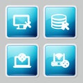 Set line Computer monitor service, Database server, Laptop and Router wi-fi with icon. Vector Royalty Free Stock Photo