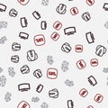 Set line Computer mouse, monitor, Game dice and Level game on seamless pattern. Vector Royalty Free Stock Photo