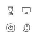 Set line Computer mouse, Power button, Award cup and monitor icon. Vector Royalty Free Stock Photo