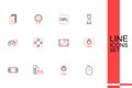 Set line Computer mouse, Power button, Game console with joystick, Portable video game, controller and icon. Vector Royalty Free Stock Photo
