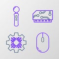 Set line Computer mouse, Processor, RAM, random access memory and Gamepad icon. Vector Royalty Free Stock Photo