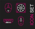 Set line Computer mouse, RAM, random access memory, cooler and icon. Vector