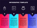 Set line Computer mouse, Software, Processor and . Business infographic template. Vector