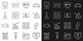 Set line Computer with music note, Microphone, Triangle musical instrument, MP4 file document, Sound mixer controller Royalty Free Stock Photo