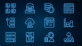Set line Computer network, Data analysis, Network cloud connection, Cloud computing lock, Server, Hierarchy organogram Royalty Free Stock Photo