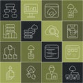 Set line Computer network, Loading data window, Server, Data, Web Hosting, Cloud technology transfer, Network cloud Royalty Free Stock Photo