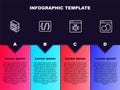 Set line Computer, Programming language syntax, System bug and Software. Business infographic template. Vector Royalty Free Stock Photo