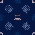 Set line Computer vision, Cloud database and Laptop on seamless pattern. Vector Royalty Free Stock Photo