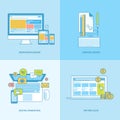 Set of line concept icons for web and graphic design, internet marketing Royalty Free Stock Photo