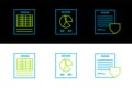 Set line Contract with shield, Report file document and Document graph chart icon. Vector Royalty Free Stock Photo